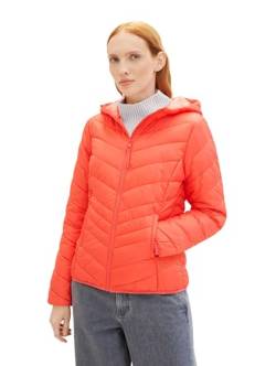 Tom Tailor Denim Damen Lightweight Steppjacke mit Kapuze, 11042 - Plain Red, M von TOM TAILOR Denim