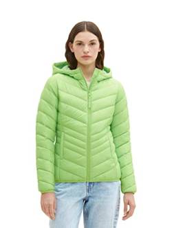 Tom Tailor Denim Damen Lightweight Steppjacke mit Kapuze, 12318 - Liquid Lime Green, S von TOM TAILOR Denim