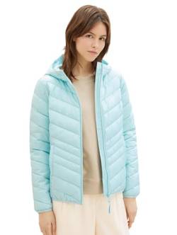 Tom Tailor Denim Damen Lightweight Steppjacke mit Kapuze, 13117 - Pastel Turquoise, XS von TOM TAILOR Denim