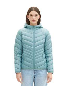 Tom Tailor Denim Damen Lightweight Steppjacke mit Kapuze, 13178 - Mineral Stone Blue, XS von TOM TAILOR Denim