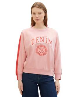 Tom Tailor Denim Damen Oversized College Sweatshirt mit Print, 21171 - Crystal Pink, M von TOM TAILOR Denim