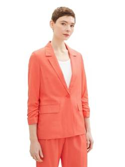 Tom Tailor Denim Damen Regular Fit Basic Blazer mit gerafftem Arm, 11042 - Plain Red, L von TOM TAILOR Denim