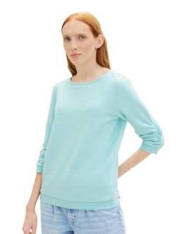 Tom Tailor Denim Damen Sweatshirt mit Raffarm & Struktur, 13117 - Pastel Turquoise, XXL von TOM TAILOR Denim
