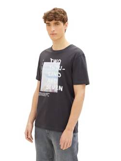 Tom Tailor Denim Herren Basic Crew-Neck T-Shirt mit Foto-Print, 29476 - Coal Grey, XL von TOM TAILOR Denim