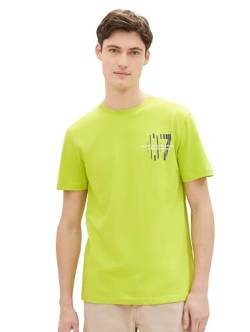 Tom Tailor Denim Herren Basic Crew-Neck T-Shirt mit Logo-Print, 34589 - Juicy Kiwi, M von TOM TAILOR Denim