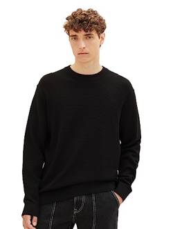 Tom Tailor Denim Herren Basic Strick-Pullover mit Struktur, 29999 - Black, M von TOM TAILOR Denim