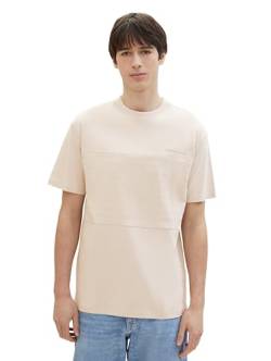 Tom Tailor Denim Herren Basic T-Shirt mit dekorativem Einsatz, 27609 - Cold Beige, XXL von TOM TAILOR Denim