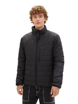 Tom Tailor Denim Herren Lightweight Steppjacke mit verstaubarer Kapuze im Kragen, 29999 - Black, M von TOM TAILOR Denim