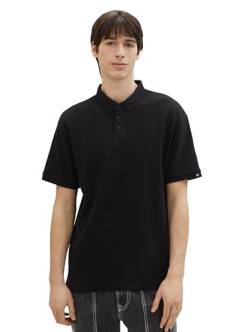 Tom Tailor Denim Herren Relaxed Fit Poloshirt mit Streifen, 29999 - Black, L von TOM TAILOR Denim