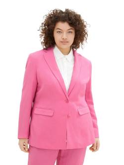 Große Größen: Blazer mit tiefem Reverskragen, im Leinen-Mix, pink, Gr.44 von TOM TAILOR Plus