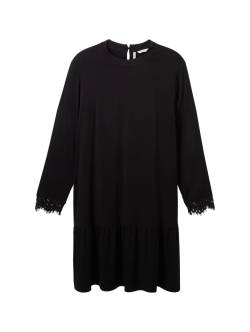 Große Größen: Kurzes Kleid mit Spitzenbesatz an den Ärmeln, schwarz, Gr.50 von TOM TAILOR Plus