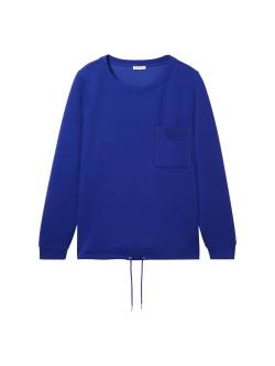 Große Größen: Sweatshirt mit Brusttasche und Kordelzug am Saum, royalblau, Gr.44 von TOM TAILOR Plus