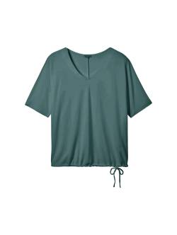 Große Größen: T-Shirt mit Bindeband am Saum, tiefgrün, Gr.48 von TOM TAILOR Plus