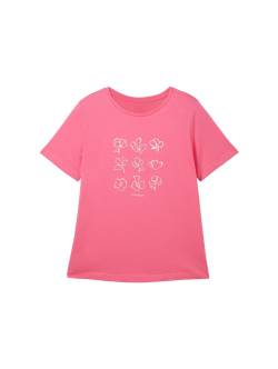 Große Größen: T-Shirt mit Print und Rundhalsausschnitt, pink bedruckt, Gr.46 von TOM TAILOR Plus