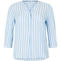 TOM TAILOR plus Blusenshirt, Henley-Ausschnitt, 3/4-Arm, für Damen, blau, 54 von TOM TAILOR plus