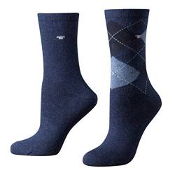 TOM TAILOR 2er Pack Argyle Women Socks 9879 dunkel-blau melange Doppelpack Strümpfe Socken Raute-ndesign+uni, Size:35-38 von TOM TAILOR