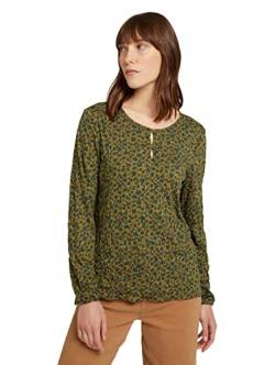 TOM TAILOR Damen 1028801 Alloverprint T-Shirt, 28372-Green Shades Floral Design, XS von TOM TAILOR