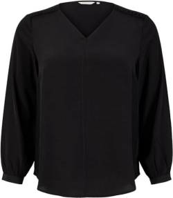 TOM TAILOR Damen 1034952 Plussize Bluse mit V-Ausschnitt, 14482 - Deep Black, 44 Große Größen von TOM TAILOR