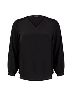 TOM TAILOR Damen 1034952 Plussize Bluse mit V-Ausschnitt, 14482 - Deep Black, 46 Große Größen von TOM TAILOR