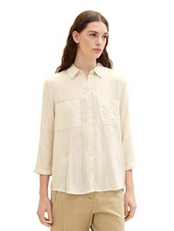 TOM TAILOR Damen 1035257 Bluse, 29860 - Beige White Stripe Woven, 42 von TOM TAILOR