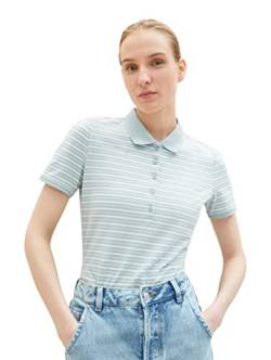 TOM TAILOR Damen 1035714 Poloshirt mit Muster, 31133 - Blue White Horizontal Stripe, L von TOM TAILOR