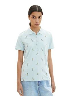 TOM TAILOR Damen 1035715 Poloshirt mit Muster, 30463 - Dusty Mint Blue, L von TOM TAILOR