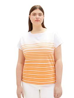 TOM TAILOR Damen 1035934 Plussize Loose Fit T-Shirt mit Streifen, 31575 - Orange Gradient Stripe, 48 Große Größen von TOM TAILOR
