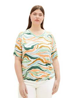 TOM TAILOR Damen 1035935 Plussize T-Shirt mit Muster & Bindedetail, 31122 - Colorful Wavy Design, 50 Große Größen von TOM TAILOR