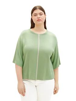 TOM TAILOR Damen 1035957 Plussize Pullover mit kurzem Arm, 31034 - Okra Green, 48 Große Größen von TOM TAILOR