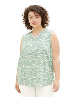 TOM TAILOR Damen 1035965 Plussize Bluse mit Muster, 31574 - Green Small Wavy Design, 48 Große Größen von TOM TAILOR