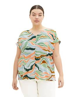 TOM TAILOR Damen 1035967 Plussize Bluse mit Muster, 31122 - Colorful Wavy Design, 44 Große Größen von TOM TAILOR