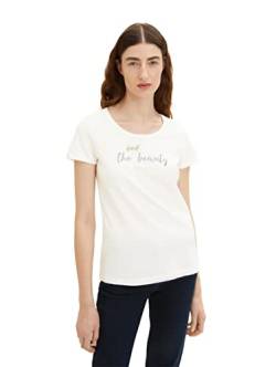 TOM TAILOR Damen 1036193 T-Shirt mit Print, 10315 - Whisper White, S von TOM TAILOR