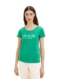 TOM TAILOR Damen 1036193 T-Shirt mit Print, 31032 - Vivid Leaf Green, XL von TOM TAILOR