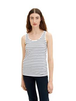 TOM TAILOR Damen 1036260 Basic Top, 32082 - Offwhite Navy Stripe, XL von TOM TAILOR