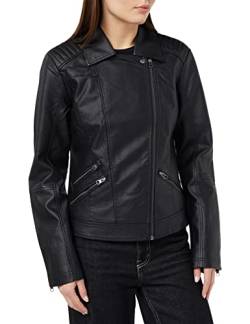 TOM TAILOR Damen 1036488 Basic Lederjacke, 14482 - Deep Black, L von TOM TAILOR