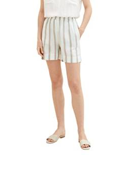 TOM TAILOR Damen 1036640 Bermuda Shorts, 31948 - Offwhite Brown Vertical Stripe, 38 von TOM TAILOR