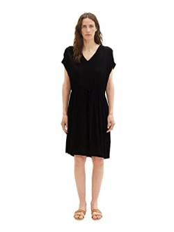 TOM TAILOR Damen 1036658 Kleid mit Struktur & Bindegürtel, 14482-Deep Black, 40 von TOM TAILOR