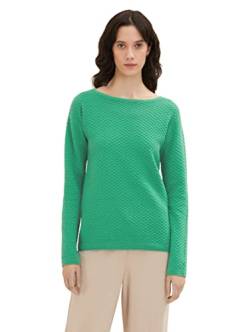 TOM TAILOR Damen 1036687 Basic Pullover mit Struktur, 31032 - Vivid Leaf Green, XXL von TOM TAILOR