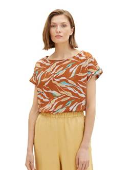 TOM TAILOR Damen 1036698 Bluse mit Muster, 31758-Brown Abstract Leaf Design, 34 von TOM TAILOR