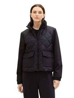 TOM TAILOR Damen 1036718 Steppjacke mit Stehkragen & Taschen, 14482-deep Black, M von TOM TAILOR