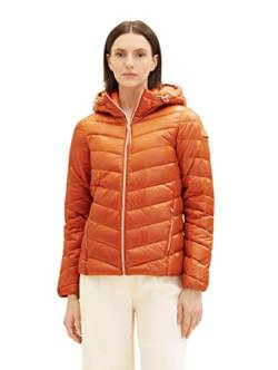 TOM TAILOR Damen 1036719 Lightweight Steppjacke mit Kapuze, 19772-gold Flame orange, L von TOM TAILOR