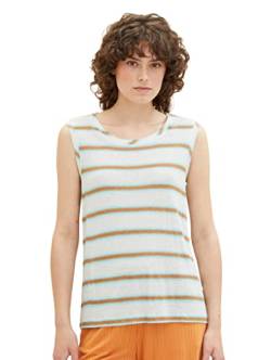 TOM TAILOR Damen 1037209 Leinen Top mit Streifen, 31949-Offwhite Brown Stripe, M von TOM TAILOR