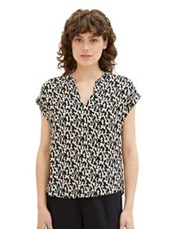 TOM TAILOR Damen 1037231 Basic Bluse, 32148-Black Small Abstract Design, 34 von TOM TAILOR