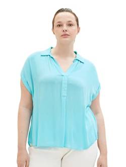 TOM TAILOR Damen 1037305 Plussize Bluse mit Crinkle-Struktur, 26007-Teal Radiance, 46 von TOM TAILOR