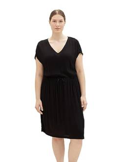 TOM TAILOR Damen 1037321 Plussize Kleid mit Struktur & Bindegürtel, 14482-Deep Black, 48 von TOM TAILOR