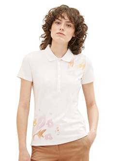 TOM TAILOR Damen 1037493 Polo Shirt mit Print, 10315-Whisper White, 3XL von TOM TAILOR