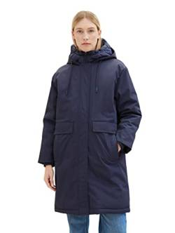 TOM TAILOR Damen 1037561 Regenmantel mit Steppung & Kapuze, 10668-sky Captain Blue, S von TOM TAILOR