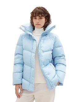 TOM TAILOR Damen 1037572 Recycled Down Puffer-Jacke mit Stehkragen, 33749-light Cloudy Blue, L von TOM TAILOR