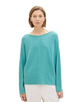 TOM TAILOR Damen 1037737 Pullover mit Rippstruktur, 10426-Summer Teal, XS von TOM TAILOR