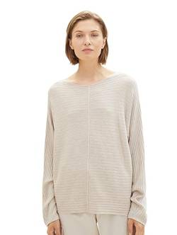 TOM TAILOR Damen 1037737 Pullover mit Rippstruktur, 32398-clouds Grey Melange, L von TOM TAILOR